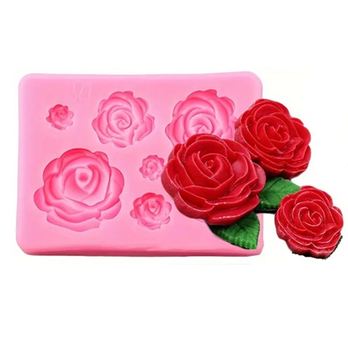 LARGE SIZE 5 ASSORTED ROSES SILICONE MOULD