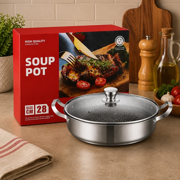 HIGH QUALITY STAINLESS STEEL SOUP POT 28CM