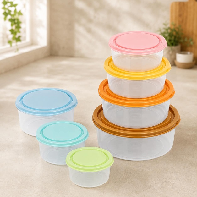 MULTICOLOUR 7 PCS ROUND SHAPE CONTAINER SET